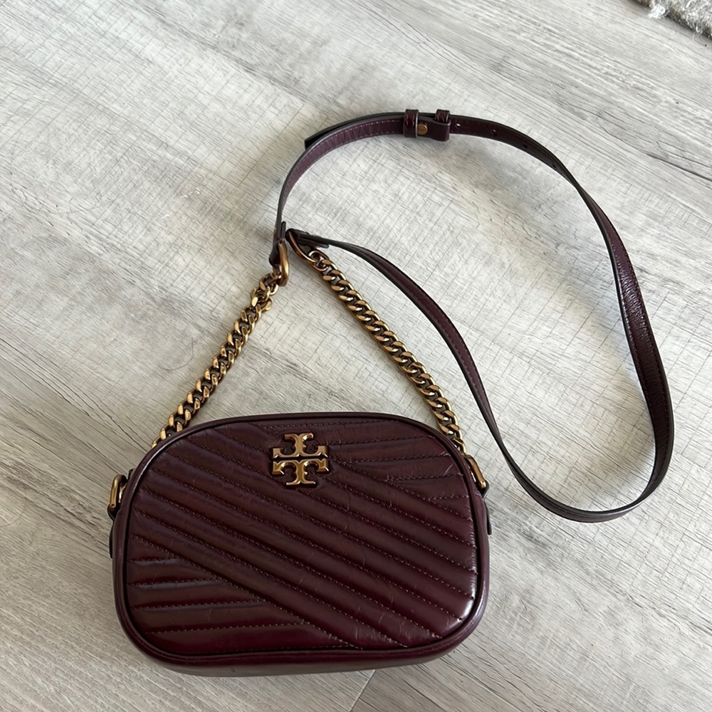 Tory Burch Purple and Gold Quilted Crossbody Bag